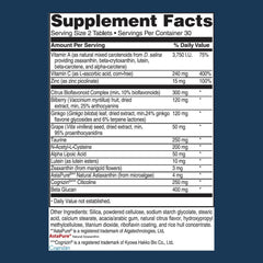 Advanced Vision Formula bottle closeup highlighting key nutrients for eye health.