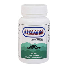 ADVANCED RESEARCH Zinc bottle with zinc orotate tablets for daily wellness use
