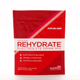 AdvoCare Rehydrate box front with 15-stick packs for on-the-go hydration