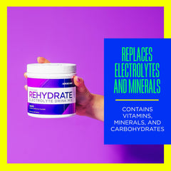 AdvoCare Rehydrate grape packaging closeup highlights vitamins and antioxidants.