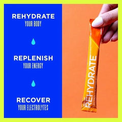 AdvoCare Rehydrate stick dissolving in water for quick hydration.