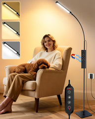 AearKing light therapy lamp on stand providing bright, UV-free daylight for daily routines