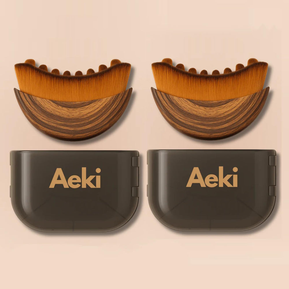 Aeki Lymphatic Contour Face Brush with ergonomic handle for gentle, sculpting massage