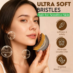 Close-up of soft bristles on the Aeki brush for sensitive skin daily use