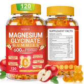 AEQNJV Magnesium Glycinate Gummies Apple flavor bottle showing high-absorption formula for calm support