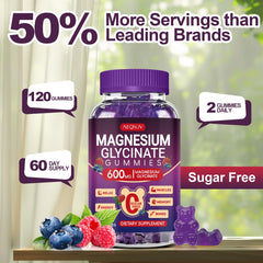 AEQNJV Magnesium Glycinate Gummies close-up showing sugar-free vegan texture