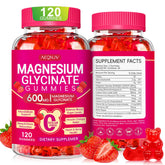 AEQNJV magnesium glycinate gummies raspberry bottle promotes restful sleep support.