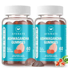 AFXMATE Ashwagandha Gummies bottle with berry flavor for daily energy.