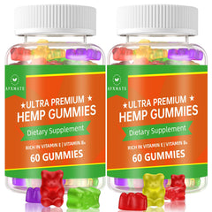 AFXMATE hemp gummies bottle-front showing fruity flavors for daily relaxation.