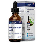 AgeImmune Fulvic Humic Liquid bottle pour supports energy and hydration.