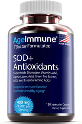 AgeImmune SOD Antioxidants bottle front for daily immune support.