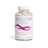 AgelessLX HMB bottle close-up promotes a convenient, skin-supporting daily routine.