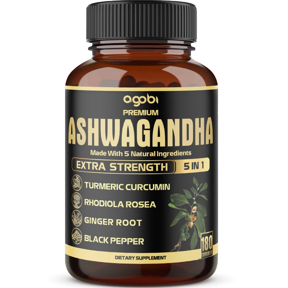 agobi 5in1 ashwagandha turmeric bottle front for daily balance