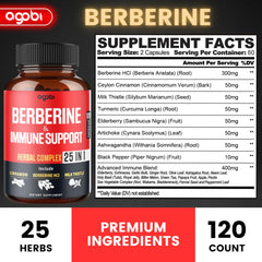 Agobi Premium Berberine capsules close-up highlighting easy two-pill daily serving