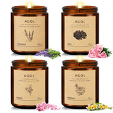 AGOL amber jar candles 4-pack for elegant home fragrance.
