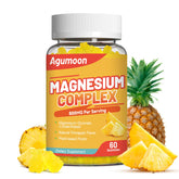 Agumoon Magnesium Complex Gummies pineapple bottle, convenient daily wellness support.