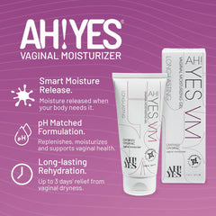 AH! YES VM bottle label highlights organic, hormone-free formula for sensitive use.