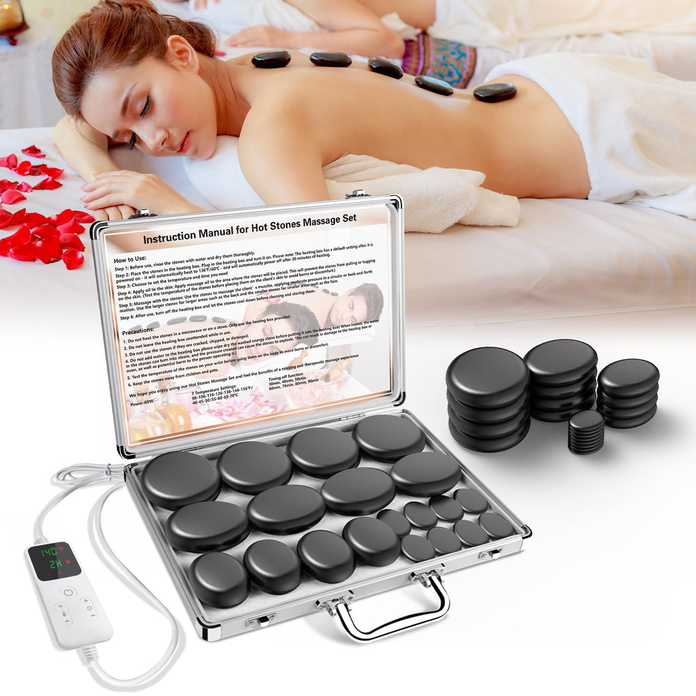 AICNLY hot stones set with heater for at-home spa relaxation.