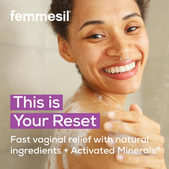 Aidance Femmesil activated minerals close-up showcases patented technology supporting itch relief potential.