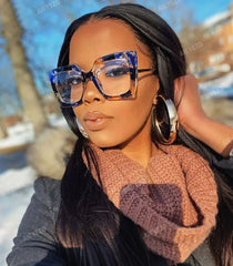 AIEYEZO blue-frame oversized blue light glasses offer chic protection for long workdays