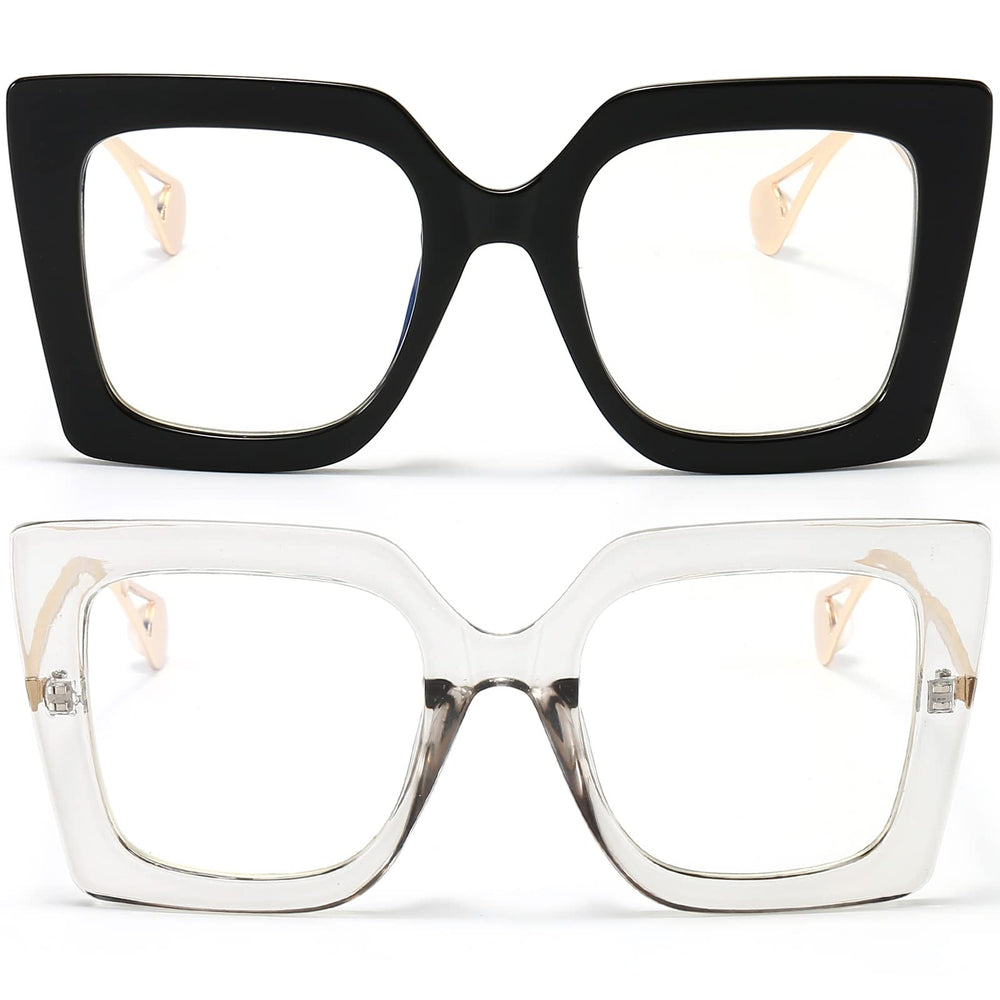 AIEYEZO oversized blue light glasses front view in black frame reduce screen glare