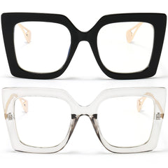 AIEYEZO oversized blue light glasses front view in black frame reduce screen glare
