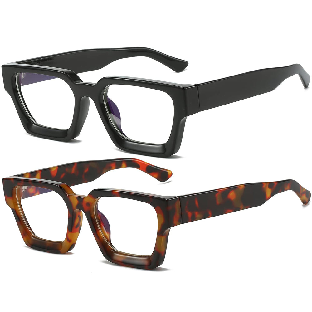 AIEYEZO square thick frame glasses in black for enhanced comfort and style.