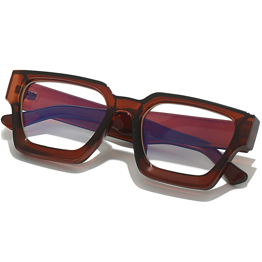 AIEYEZO square thick frame glasses on desk for blue light protection