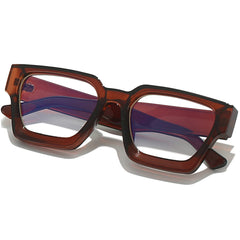 AIEYEZO square thick frame glasses on desk for blue light protection