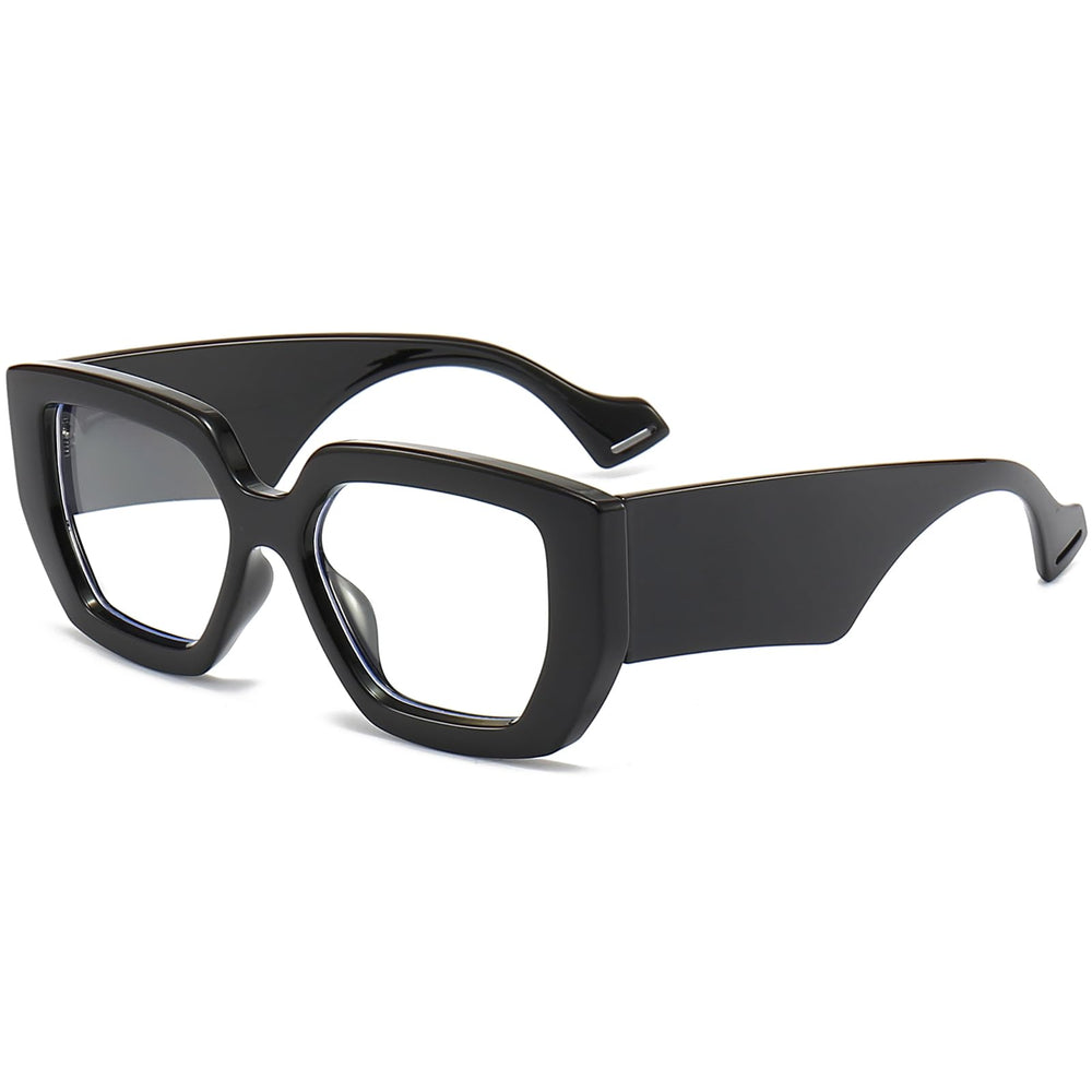 AIEYEZO thick-frame blue light glasses, front view, stylish protection for computer use