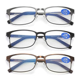AIKLLY men's black rectangle reading glasses reduce eye strain during work.