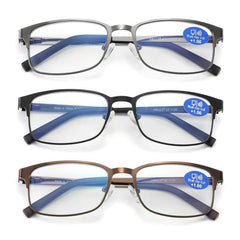 AIKLLY men's black rectangle reading glasses reduce eye strain during work.