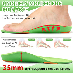 Ailaka Kids insoles with a deep heel cup for secure heel stability.