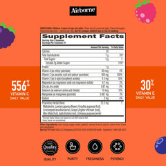 Airborne 500mg Vitamin C zinc gummies closeup highlighting bright flavor and antioxidant support.