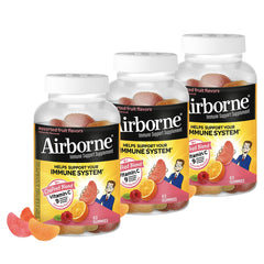 Airborne 750mg Vitamin C gummies bottle front for daily immune support.