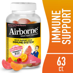 Airborne immune support gummies assorted fruit closeup showing tasty routine.