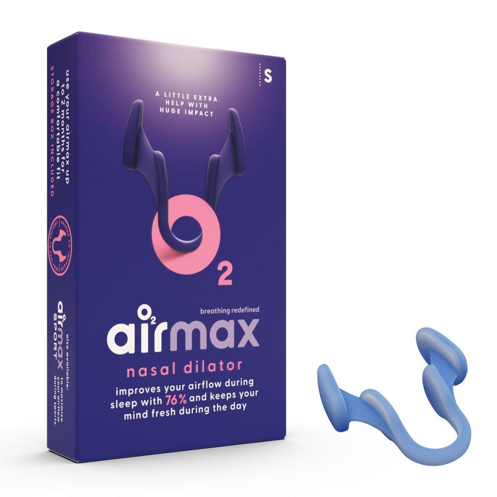 Airmax nasal dilators small pack front view for portable breathing aid.