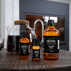 Air-Scent Pumpkin Spice diffuser oil in a reed diffuser for subtle seasonal scent.