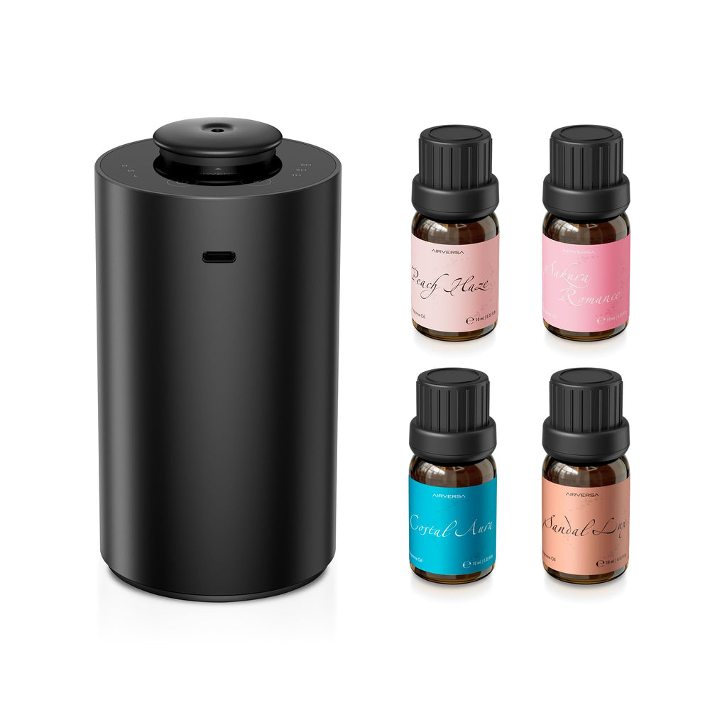 Airversa Scenta Lux diffuser on a table emitting a subtle ambient scent