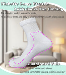 Aisesine women's diabetic quarter socks cushioned foot reduces friction