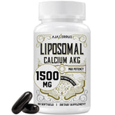 AJAXERRUE Liposomal Calcium AKG bottle front showing high-absorption supplement.