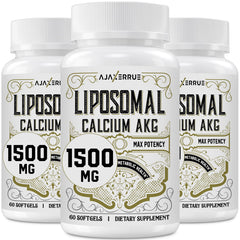 AJAXERRUE liposomal Calcium AKG bottle highlighting high absorption formula