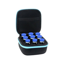 AJFHKJ insulin fridge holder with 9 slots keeping vials secure during transport.