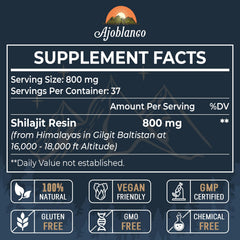 Ajoblanco Shilajit Resin 800mg serving highlights potency and convenience