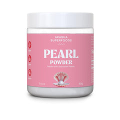 Akasha Superfoods Pearl Powder bottle showing premium marine minerals for daily beauty and wellness