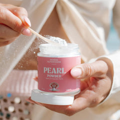 Close-up of fine Pearl Powder texture blending smoothly into liquids