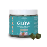 Akasha Superfoods Sea Moss Glow Gummies bottle showing convenient daily option for hair, skin and nails.