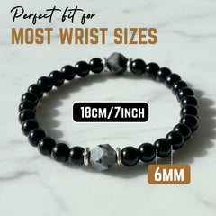 AKDNZ Obsidian Black Tourmaline Bracelet beads detail emphasizes texture and craftsmanship