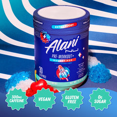 Alani Nu Rocket Pop label close-up showing sugar-free formula