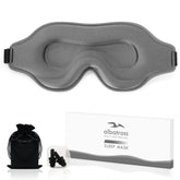 Albatross mascarilla para dormir 3D, vista frontal gris, bloquea la luz para dormir mejor.